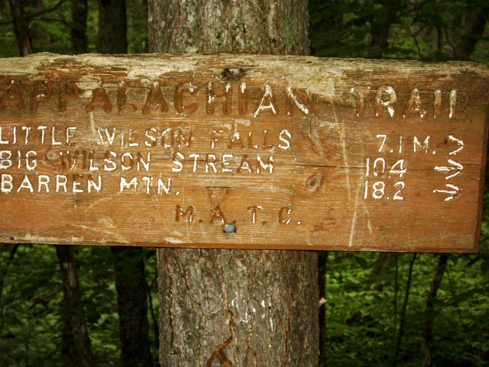 The AT register and start sign leaving Monson — last services for 100 miles