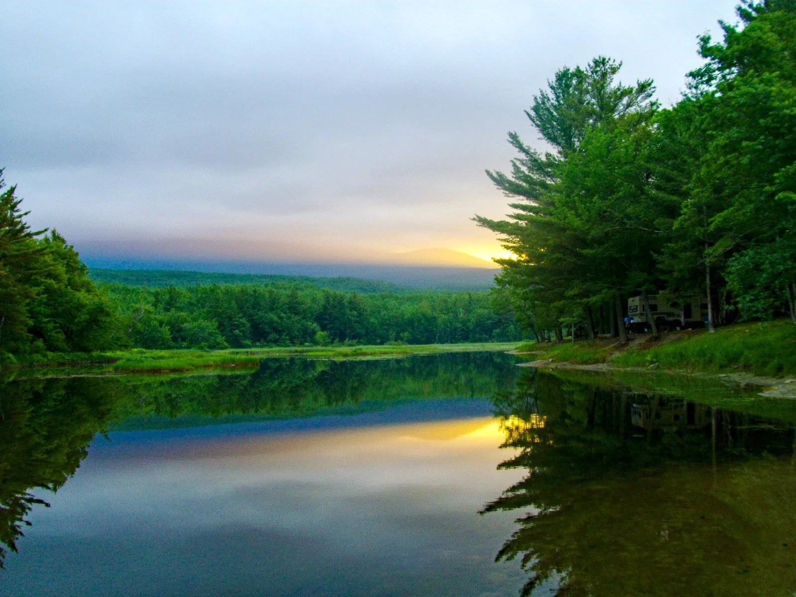 Sunrise at Abol Campground — last morning at the edge of the 100 Mile Wilderness
